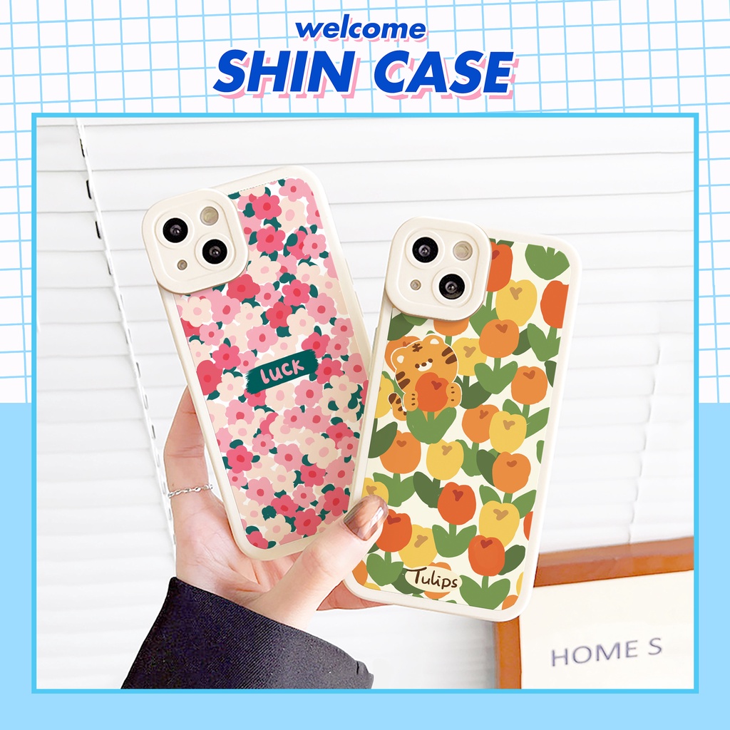 Ốp lưng iphone Lucky Tulip cạnh vuông 6/6plus/6s/6splus/7/7plus/8/8plus/x/xs/11/12/13/14/pro/max/promax/plus/shin/case