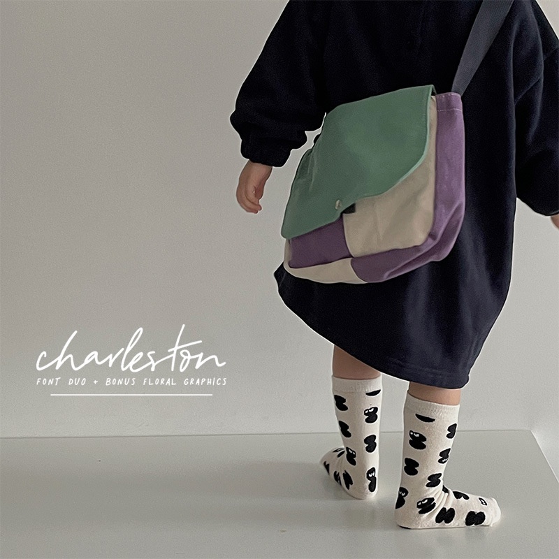 Set 3 đôi tất/vớ dài mùa đông hình gấu freesize cho bé 3-12 tuổi phong cách vintage Hàn Quốc chính hãng Kid's Socks