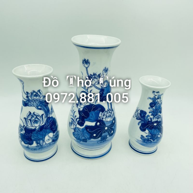 Lọ cắm hoa vẽ Sen men Lam dáng huệ