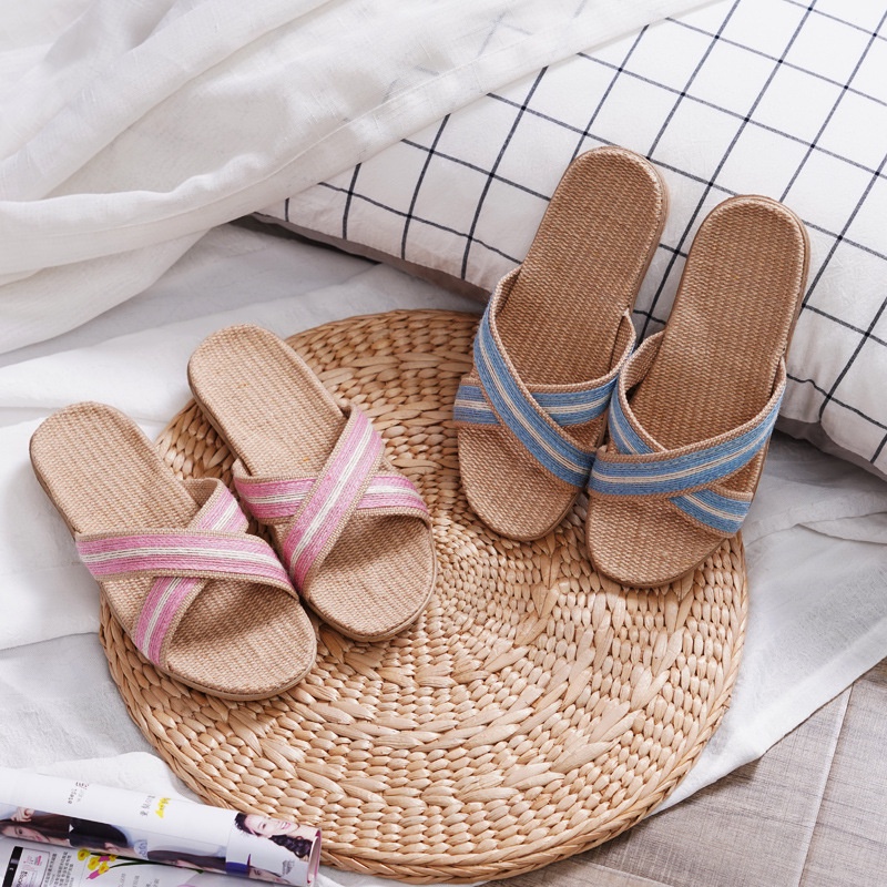 Dép Cói Nam Nữ Quai Chéo Phối Sọc Mẫu Mới 2022