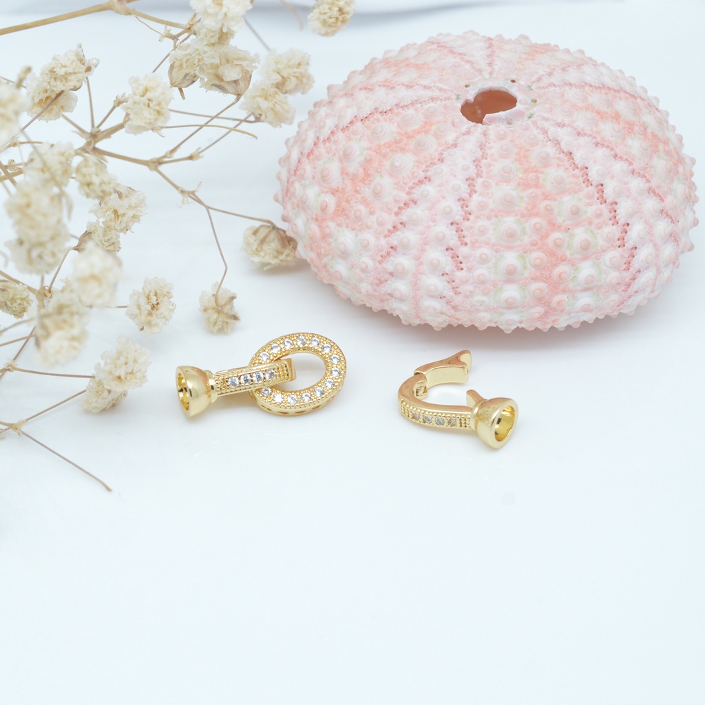 1 Khóa Cài Hình Oval Bằng Đá Zircon Micro Dùng Làm Trang Sức DIY