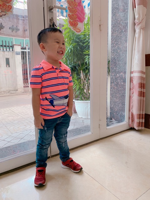 ÁO POLO BÉ TRAI CARTER XUẤT DƯ HÌNH MÁY BAY - SIZE BÉ 13-15KG