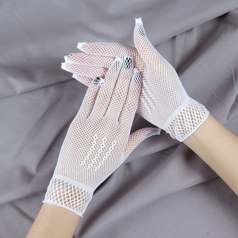 Brroa Găng Tay Ren Ngắn Xếp Ly Co Giãn Nhìn Thấu Gợi Cảm Cho Nữ