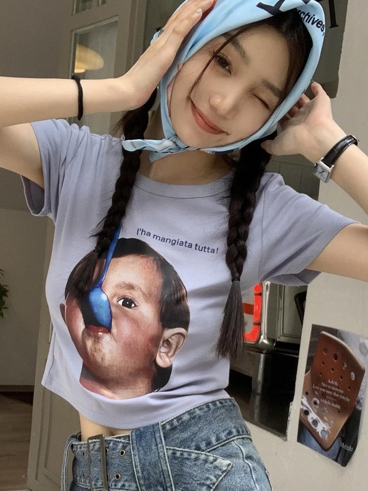 Áo Thun Ngắn Tay In Họa Tiết 50929 Nhỏ Xinh Thời Trang