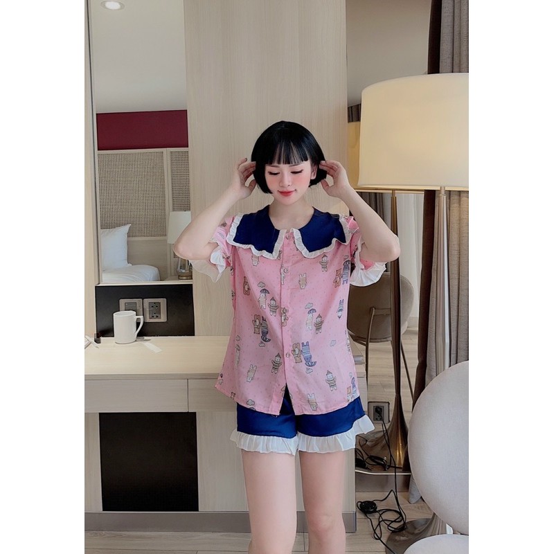 pizam cộc đùi💯 pyjama lụa satin mềm mịn mát