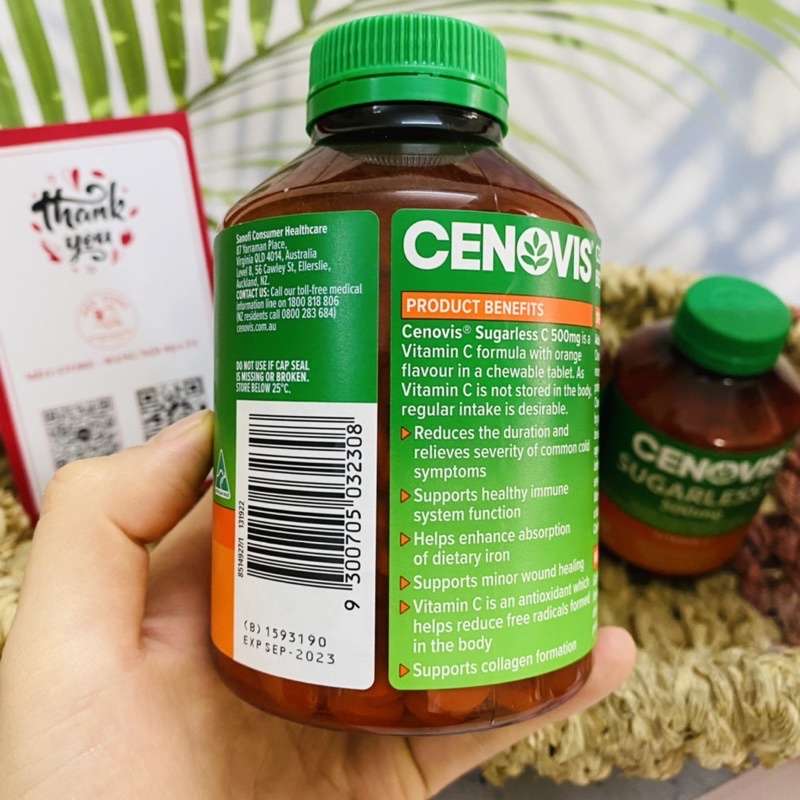 Viên nhai VITAMIN C - Cenovis Vitamin C 500mg 300 viên - Date tháng 9/2023