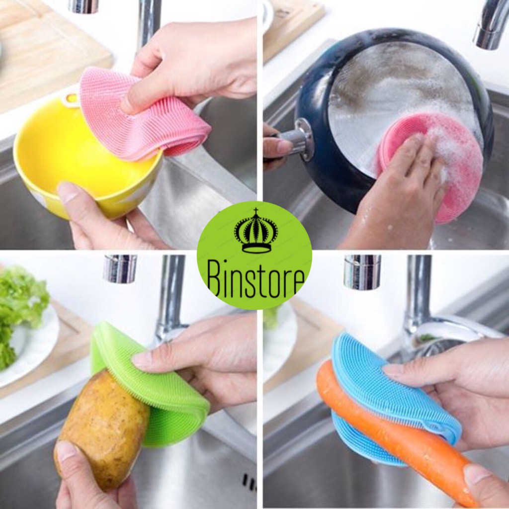 Miếng silicon rửa chén đĩa đa năng- (mẫu tròn có gai)
