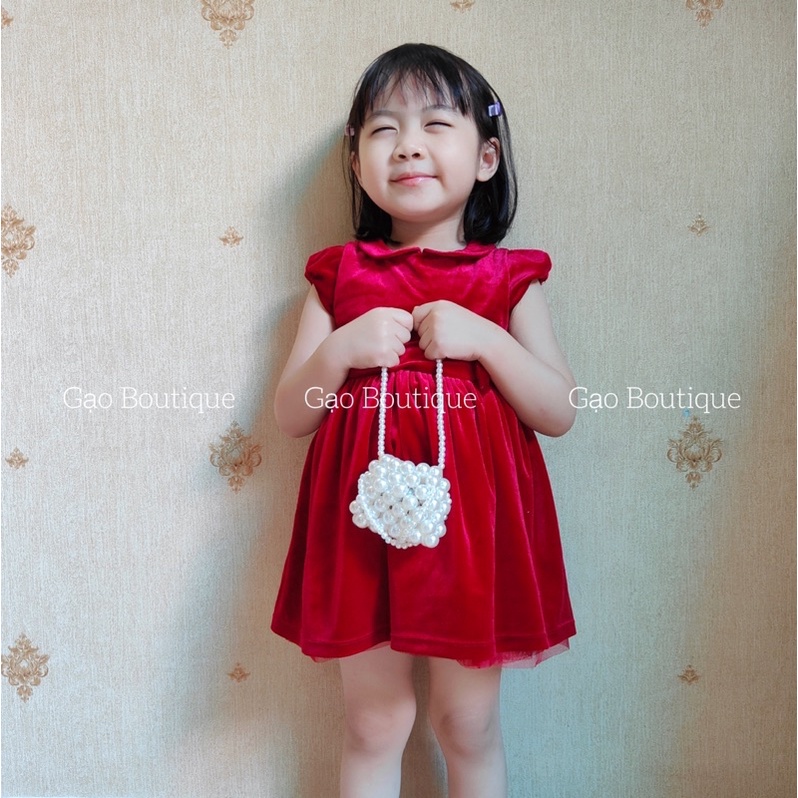 Túi xách mini đính ngọc trai nhựa cho bé gái