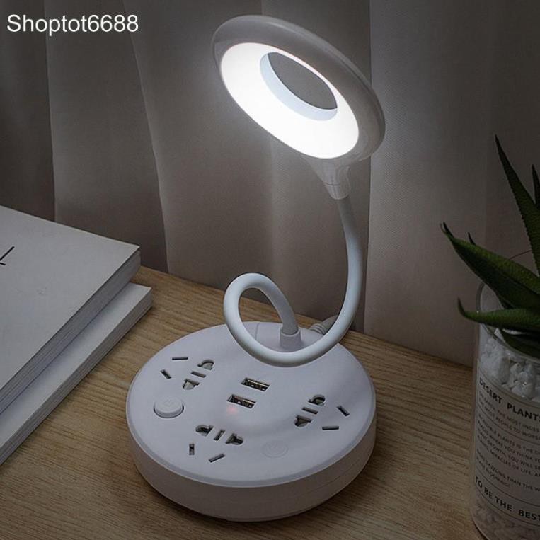 Đèn Led Đọc Sách Để Bàn Kiêm Ổ Cắm Thông Minh Kéo Dài 1.8m Có Cổng USB Và Giá Đỡ Điện Thoại (Kho hàng Hà Nội)