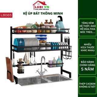 Kệ úp chén bát trên bồn rửa nhà bếp 1, 2 tầng đa năng sơn tĩnh điện cao cấp LABI VN LB065