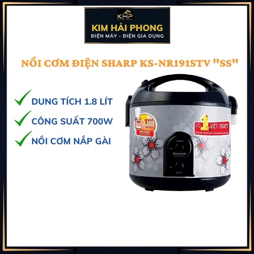 Nồi cơm điện SHARP KS-191STV , nồi cơm 1.8 lít dùng cho 4-6 người , gia dụng chính hãng - [ kimhaiphong_store ]