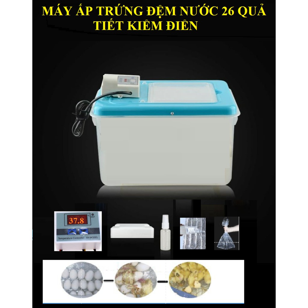 Máy ấp trứng đệm nước đảo tay 32 quả Gà, Vịt, Ngan, chim Bồ câu