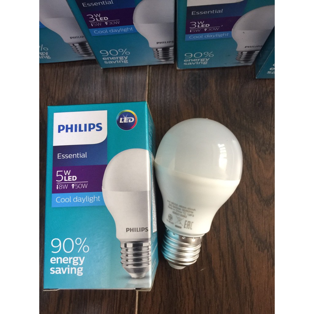 Bóng đèn Led Bulb Philips Essential E27 A60 - 3w 5w.7w,9w,11w,13w [HÀNG CHÍNH HÃNG]. Tiết kiệm điện, chất lượng sáng cao