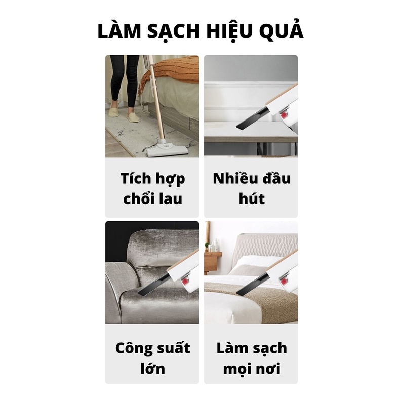 Máy hút bụi cầm tay Deerma DX700 không dây, 2 chức năng hút và lau, lực hút mạnh, dễ tháo nắp, tiếng ồn nhỏ, nhiều đầu