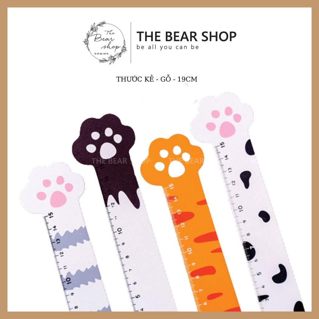 Thước gỗ hình chân mèo 15cm xinh xắn đáng yêu quà tặng lễ tình nhân, valentine 14 tháng 2,8 tháng 3 - The Bear Shop