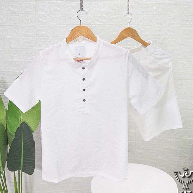 Bộ short nam ĐŨI THÁI thoáng mát, áo cổ Tàu lịch sự, thời trang đi biển, dạo phố | BigBuy360 - bigbuy360.vn