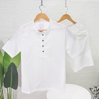 Bộ đồ nam chất vải đũi Thái mát nhẹ, thiết kế áo cổ Tàu trẻ trung lịch sự