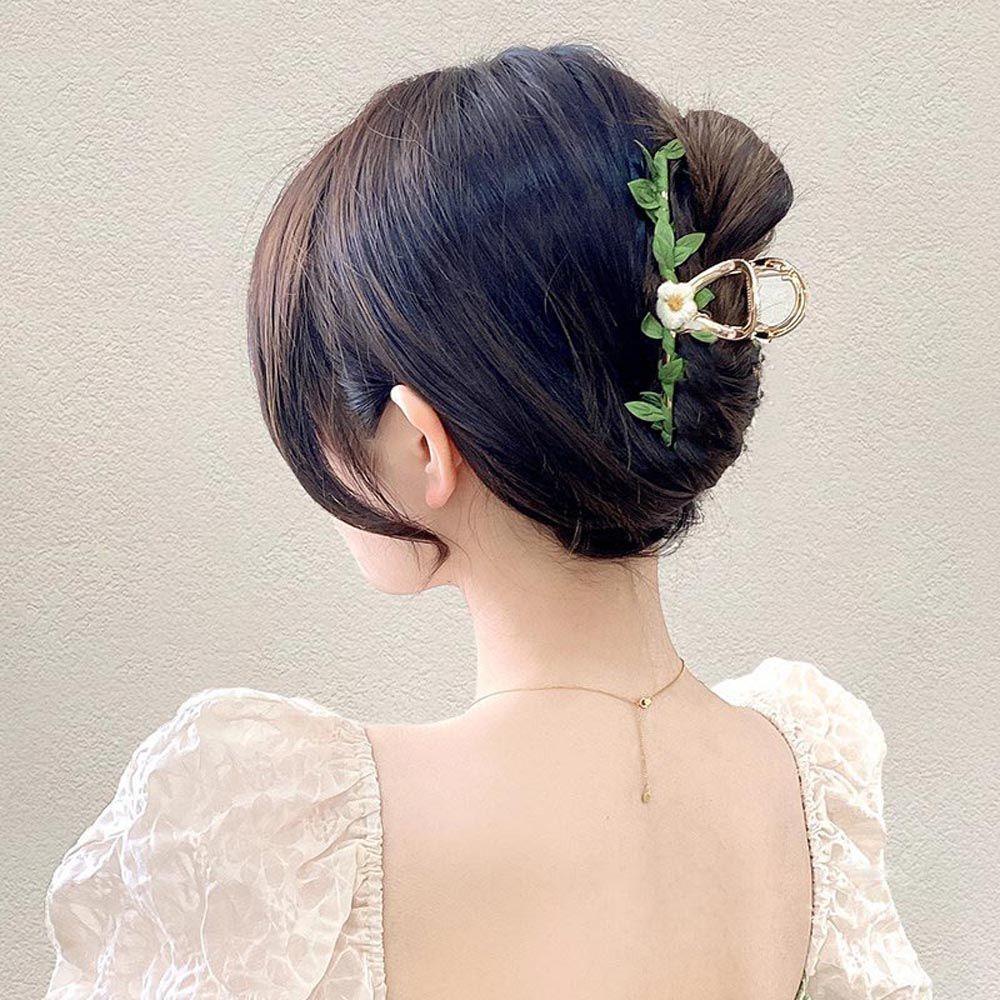 Kẹp Tóc Càng Cua / Càng Cua Hình Hoa Lá Màu Ngà Xinh Xắn Cho Nữ