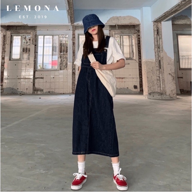 VÁY YẾM BÒ DÀI ULZZANG - VÁY YẾM JEANS RỘNG HÀN QUỐC