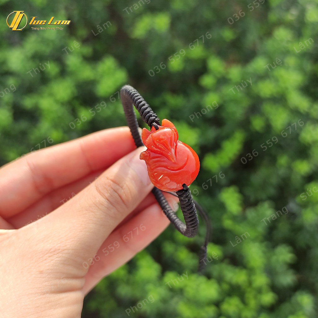 Vòng tay may mắn nữ bện mặt hồ ly chúa màu đỏ cam hợp mệnh hỏa thổ phụ trợ tình duyên - Tuệ Lâm