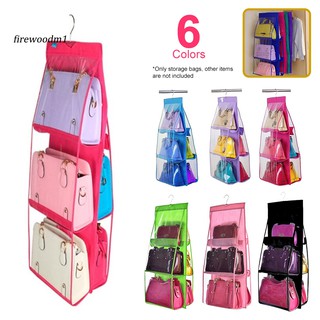 6 Pocket Clear Purse Handbags Organizer Door Closet Shelf Hanging Storage Bag