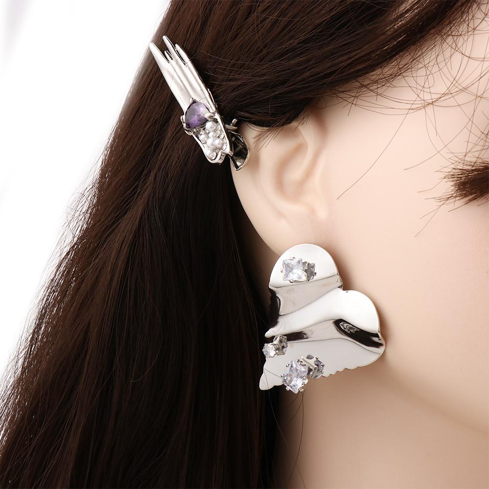 VANES1 Bông Tai Kim Loại Đính Đá Đơn Giản Phong Cách Vintage Dành Cho Nữ