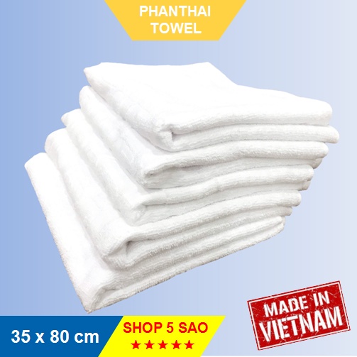 [Hàng loại A] Khăn bông tắm khách sạn, gội đầu trắng kích thước 35cmx80cm/ Sợi cotton (110~120g) #khantamtrang