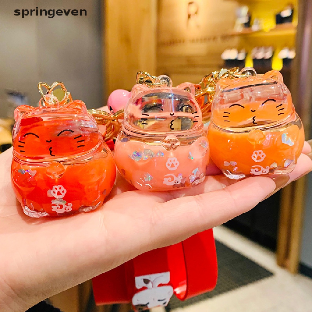 Móc Khóa Nhựa Acrylic Trong Suốt Hình Mèo May Mắn Sáng Tạo