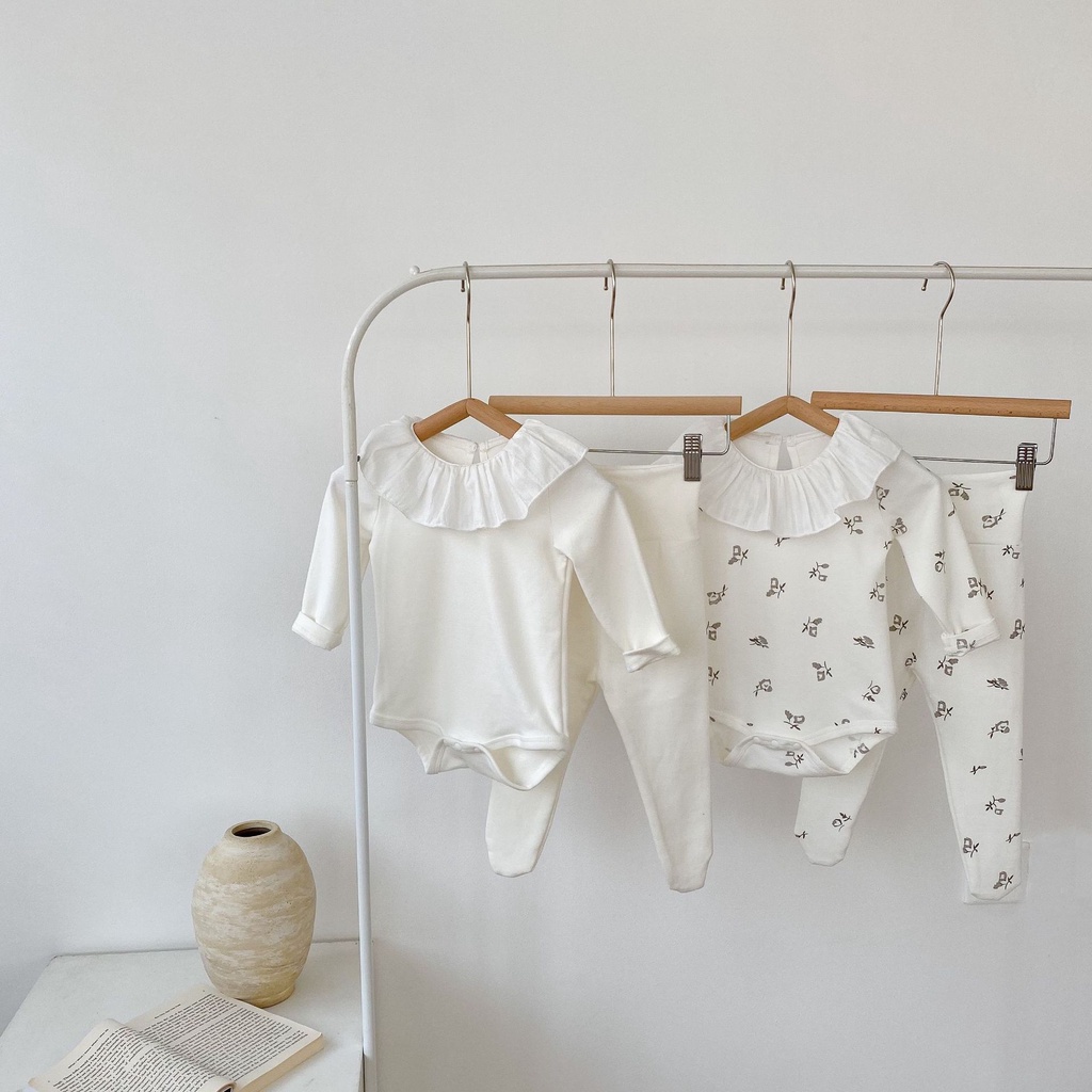 Bbaby Quần Legging Lưng Cao Phối Áo Tay Dài In Hoa Dễ Thương Và Thoải Mái Cho Bé Gái