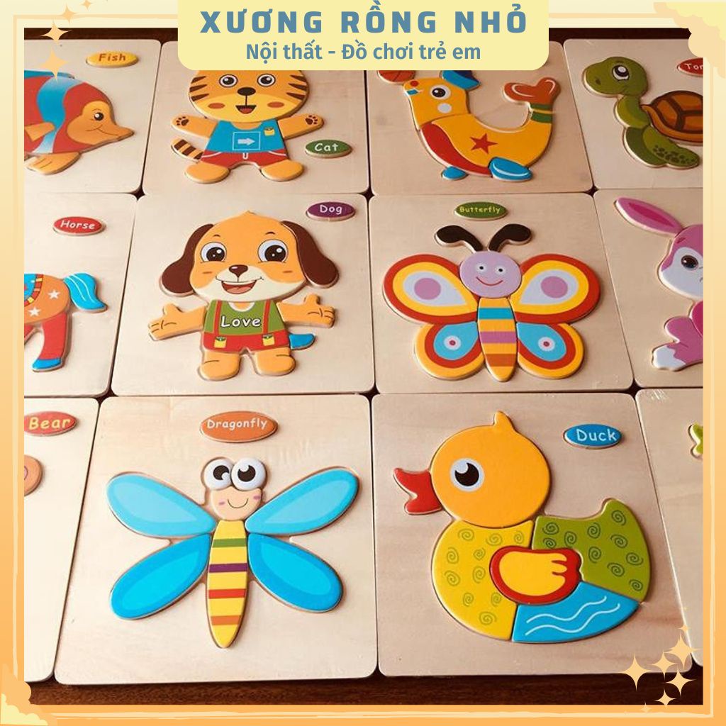 Tranh Ghép Hình Cho Bé Bằng Gỗ 3d 15x15x0.5cm Đồ Chơi Gỗ Ghép Hình 3d Sắc Nét An Toàn, Hình Đẹp Tư Duy cho bé