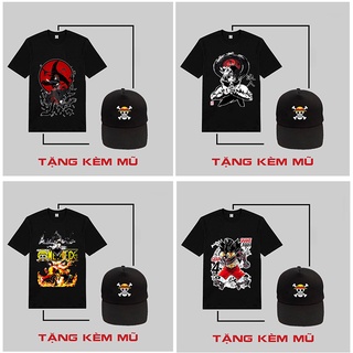 Áo one piece naruto 🎁 bst áo thun in hình luffy sasuke naruto itachi + kt uchiha hot tặng kèm mũ 💘