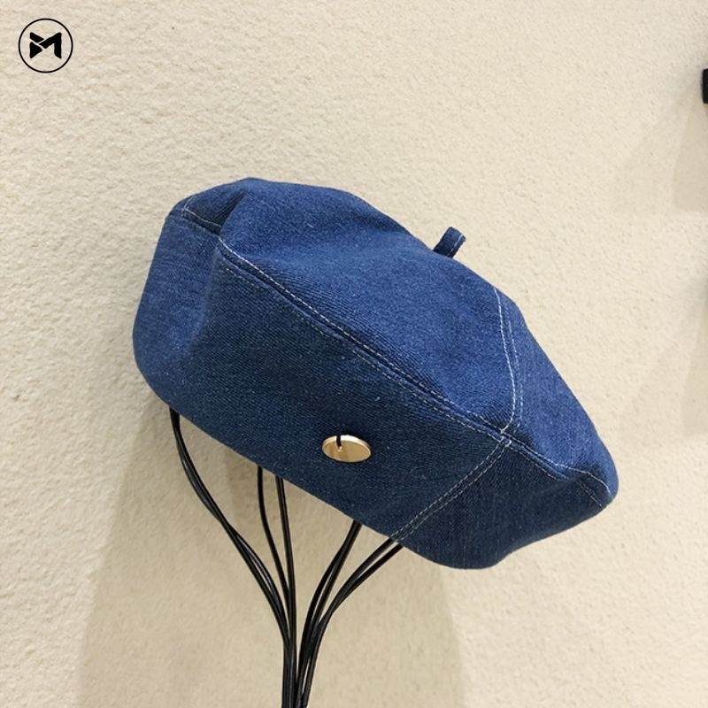 Mũ Beret Denim Phong Cách Thời Trang Anh Quốc Cổ Điển Dành Cho Nữ