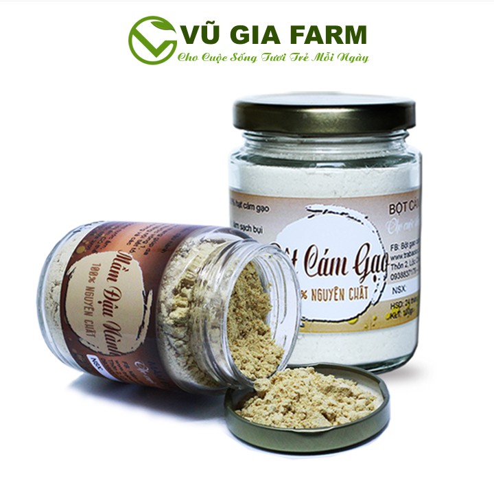 Combo Bột Cám Gạo + Mầm Đậu Nành - Nguyên Chất Vũ Gia (100g/hũ) - Đắp mặt nạ dưỡng da,