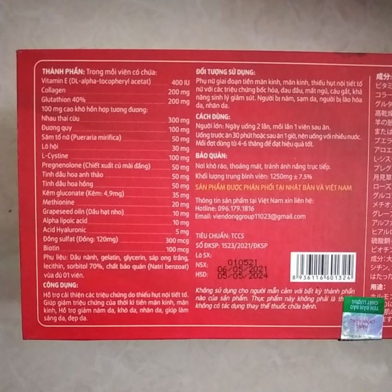 Viên uống đẹp da GOLD (điều hòa nội tiết, làm đẹp, làm thơm cơ thể)