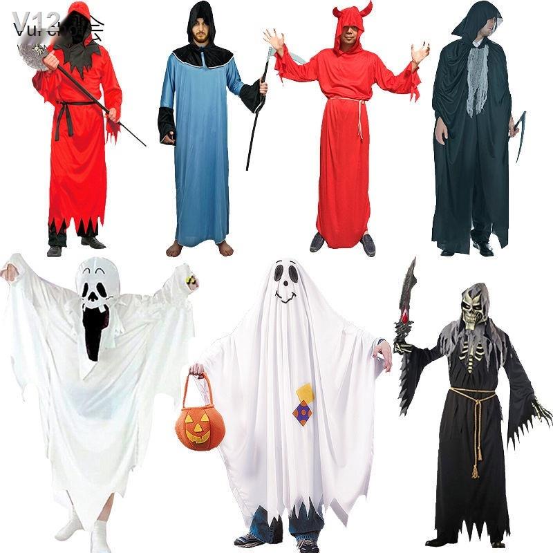 ▫☈♘Halloween người lớn trang phục kinh dị ngọn lửa áo choàng zombie ma cà rồng chết trắng quần