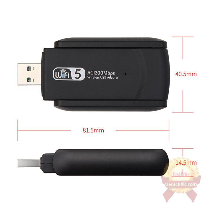 USB Thu Phát Wifi 1200mbps tốc độ cao 2 râu Laptop PC 2.4 / 5g Usb 3.0 RTL8812BU