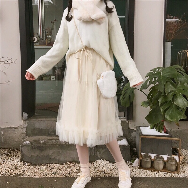 CHÂN VÁY LƯỚI CÔNG CHÚA PHỐI REN BÈO ULZZANG HÀN QUỐC 🎋🎋 | BigBuy360 - bigbuy360.vn