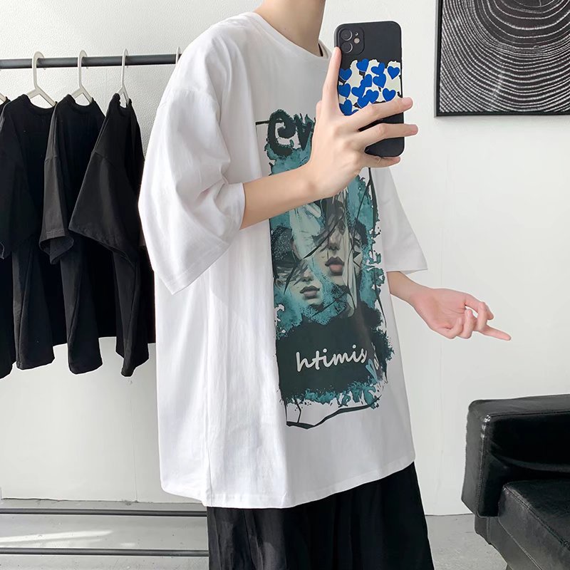 Áo thun MMIOT tay ngắn dáng rộng in họa tiết nhân vật hoạt hình graffiti thời trang mùa hè cho nam