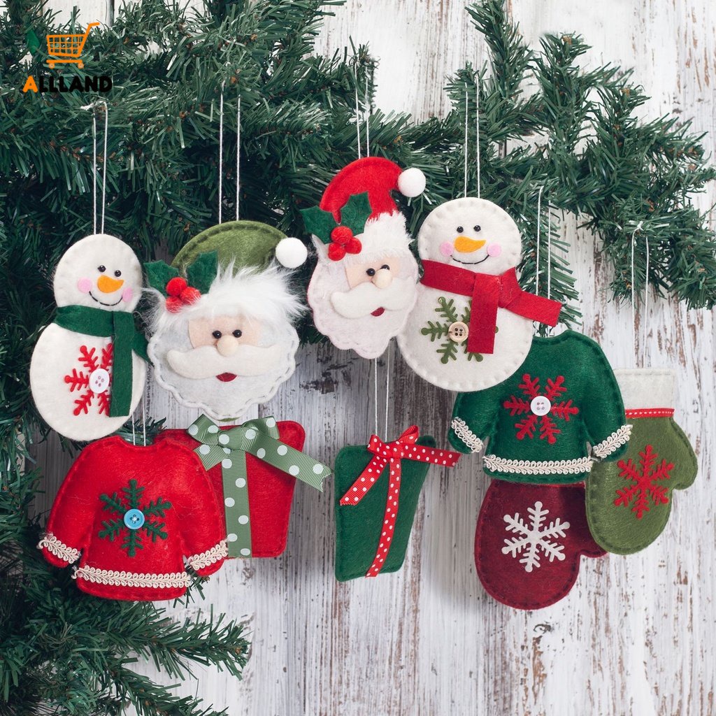 Phụ Kiện Treo Trang Trí Cây Thông Giáng Sinh Hình Ông Già Noel / Người Tuyết / Tuần Lộc Hoạt Hình Bằng Vải Nghệ Thuật