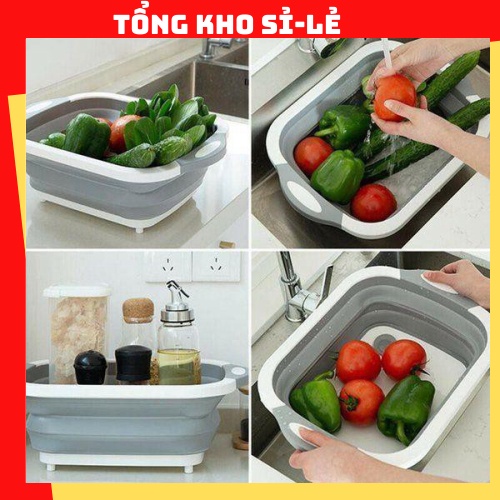 Chậu gấp gọn kiêm thớt và rổ đựng đa năng loại LỚN 3in1 Đa Năng Tiện Dụng 88011 tổng kho sỉ vp88