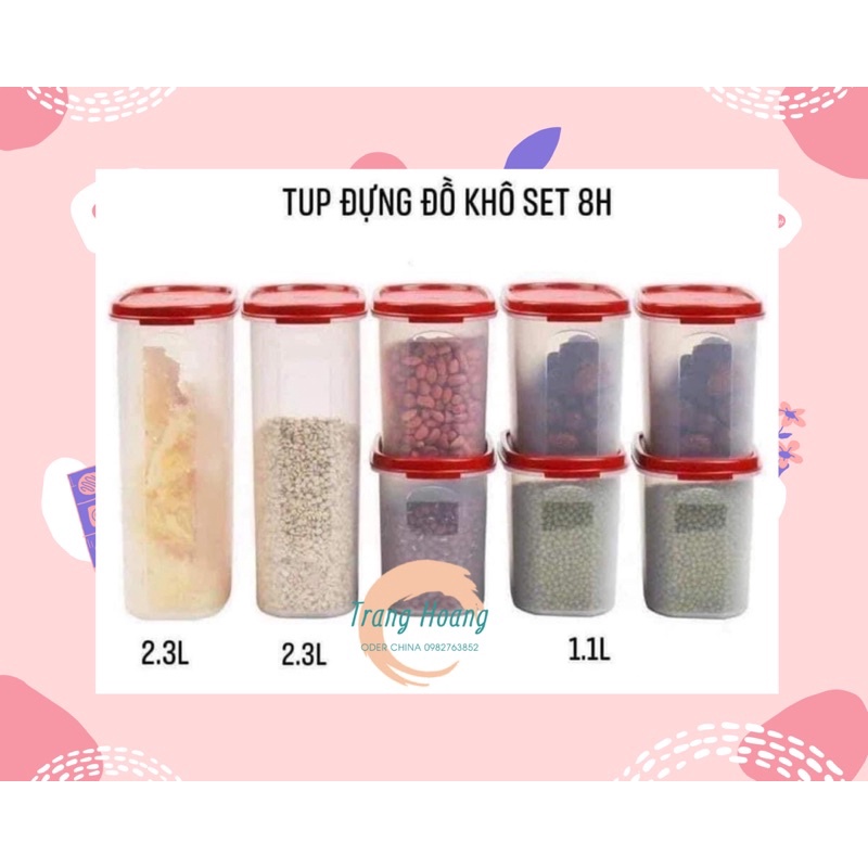 Set 8 hộp đựng đồ khô Tupperware