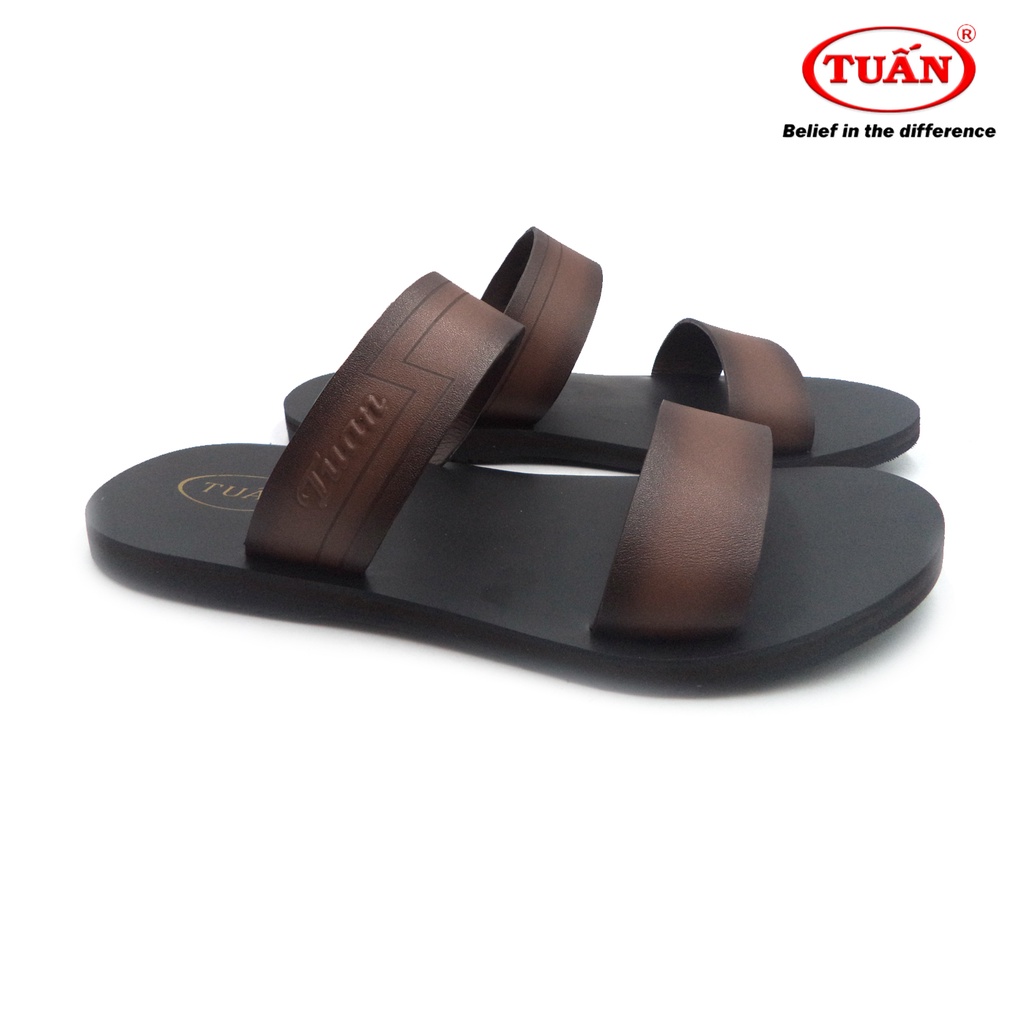 Dép da nam dép bảng ngang quai da bò thương hiệu Tuấn DXHU-30G