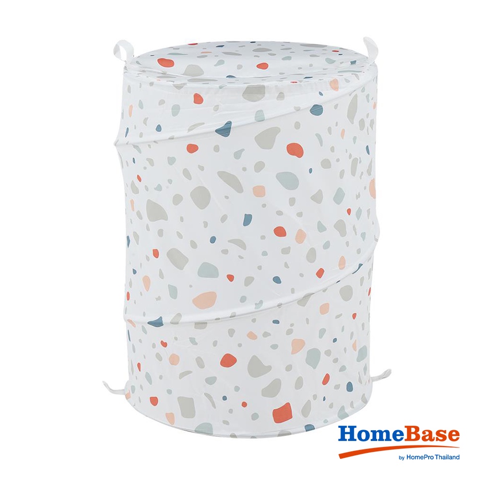 Homebase MOYA Giỏ để đồ giặt hình tròn RL-ACS21094 bằng Polyester 55X42X42CM họa tiết đồ họa