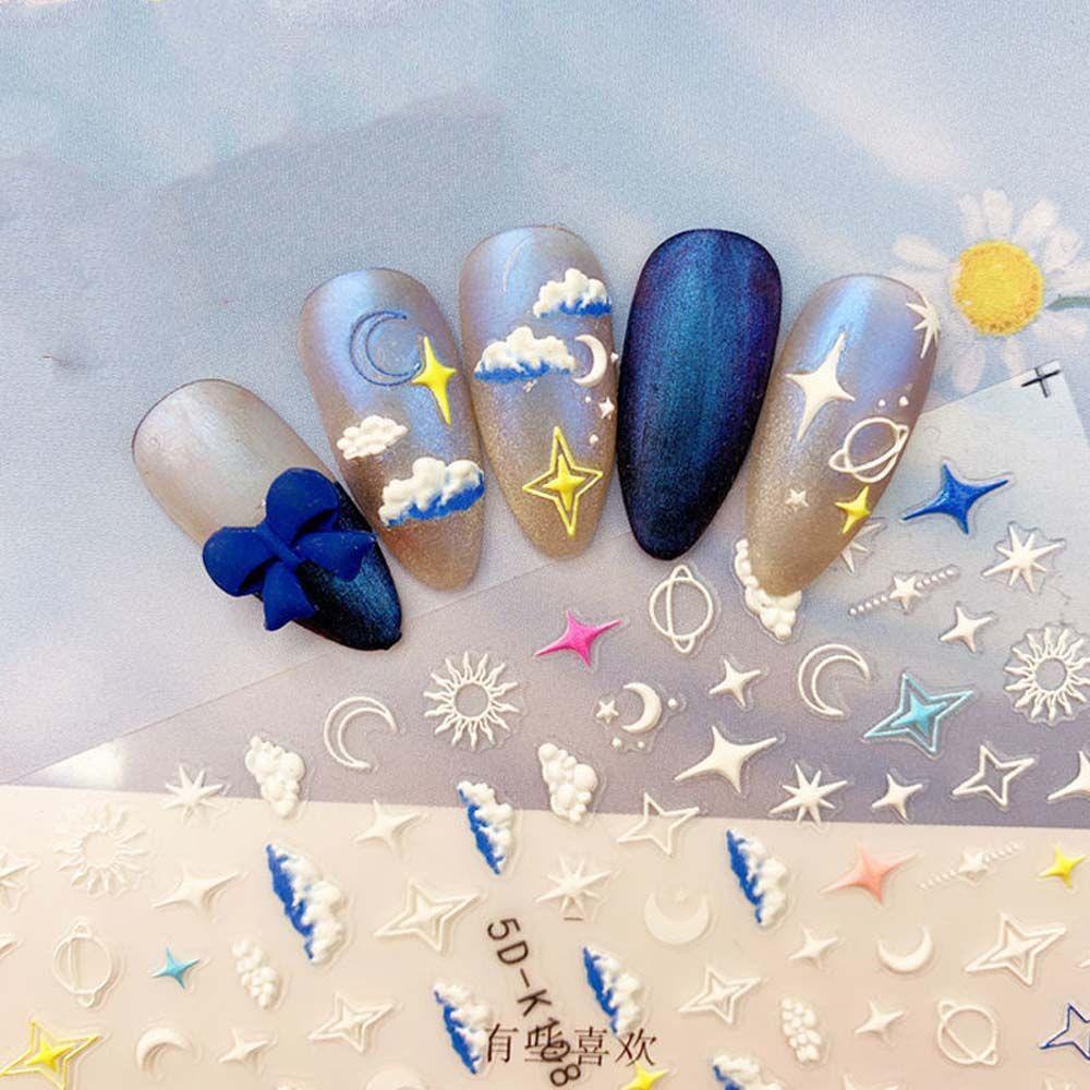 Miếng Dán Móng Tay Hình Chòm Sao / Mặt Trăng Nhiều Màu Sắc Sáng Tạo