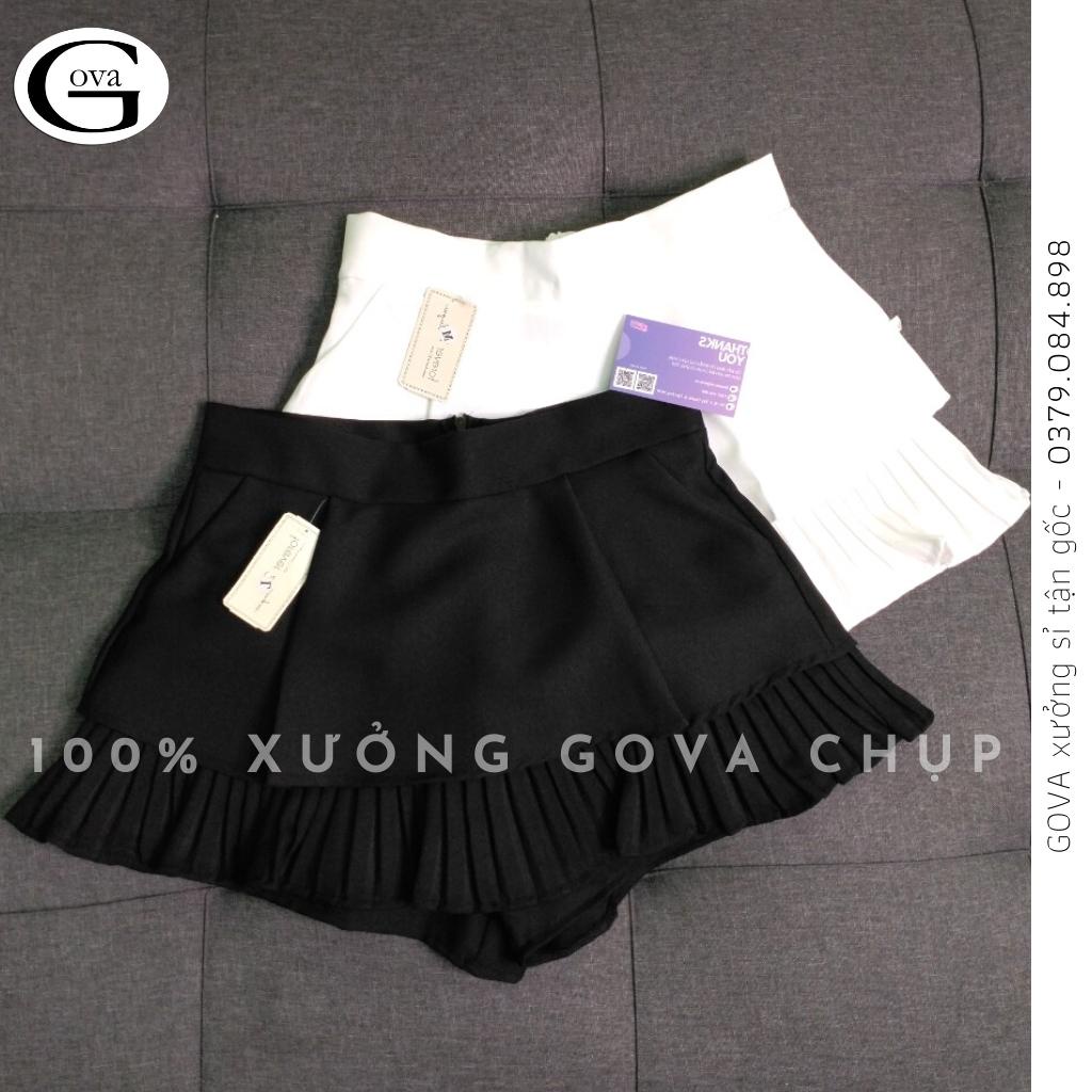 Chân Váy XẾP LY 2 TẦNG Ngắn Dáng Xòe Lưng Cạp Cao Có Lót Trong Cao Cấp GOVA