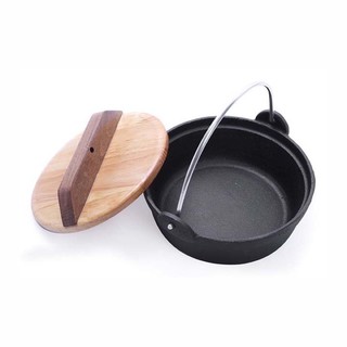 Nồi lẩu Gang Chống Dính Nắp gỗ 18cm