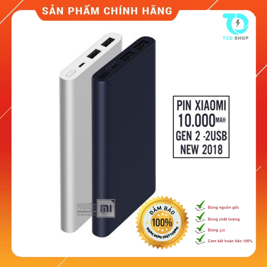 [ FreeShip ] Sạc Dự Phòng Xiaomi Gen 2 10000mAh Chuẩn Dung Lượng Bảo Hành 6 Tháng