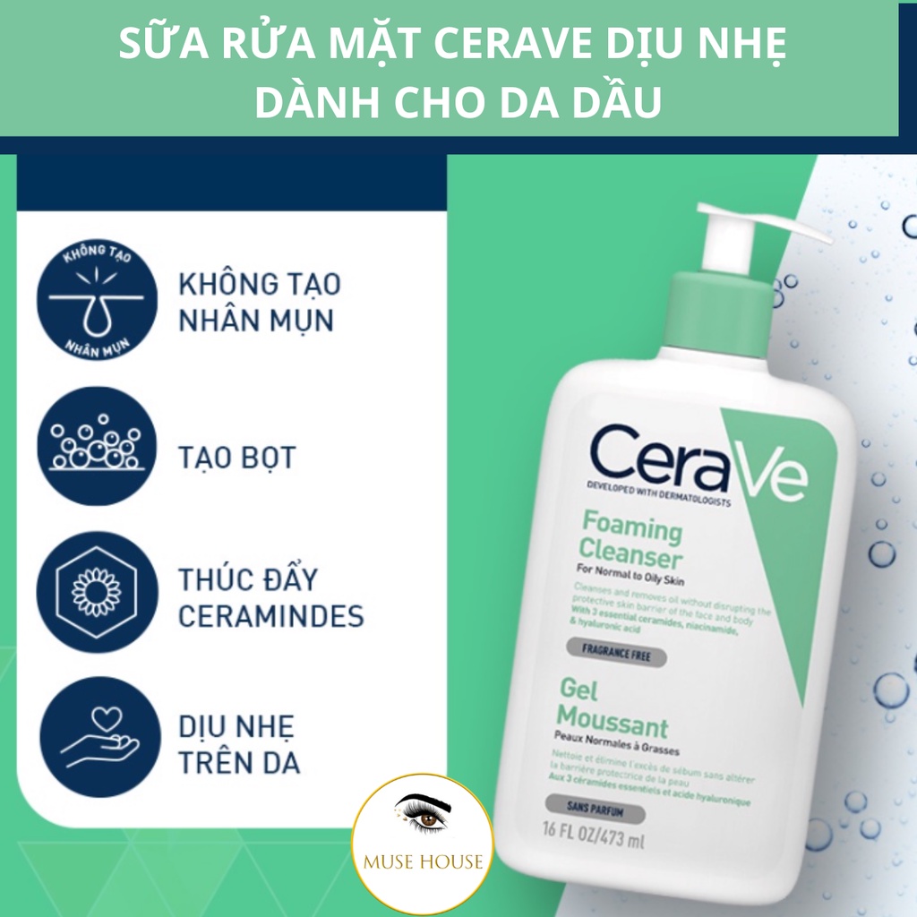 Sữa rửa mặt Cerave dịu nhẹ dành cho da dầu &amp; da khô 473ml