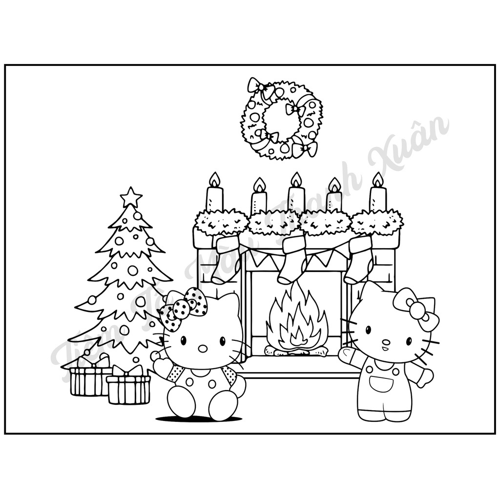 Set 10 Tờ Tranh Tô Màu Hình Mèo Hello Kitty Cute Cho Bé Tô Màu Sáp, Màu Chì - Tiệm Tô Màu Thanh Xuân