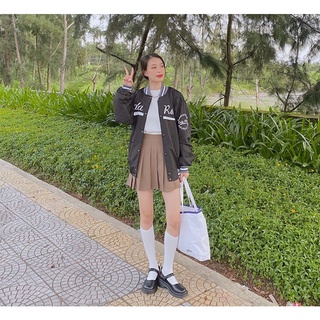 [Hình thật do shop tự chụp] Áo bomber đen  2 lớp